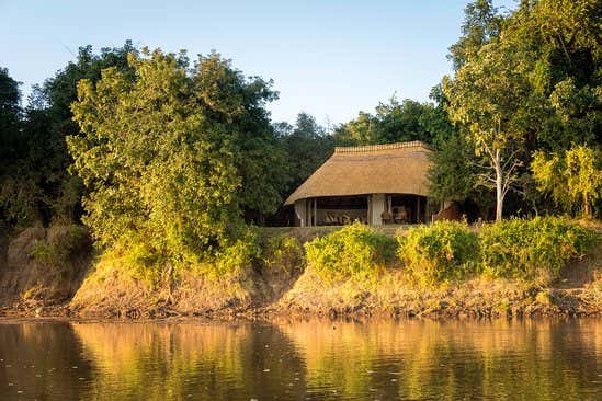 Nkwali Camp, view from river at dusk