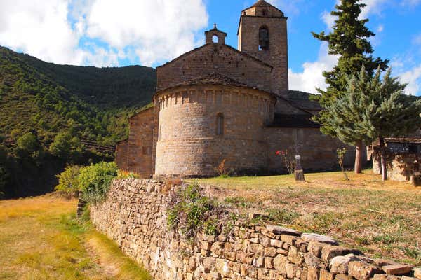 Exterior view of San Vincente de Labuerda, located in the Pyrenees, Spain