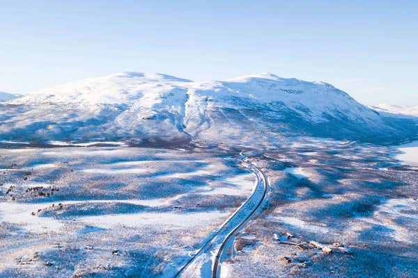 Swedish lapland Abisko Mountain Station view, aerial view of Abisko National Park, Sweden