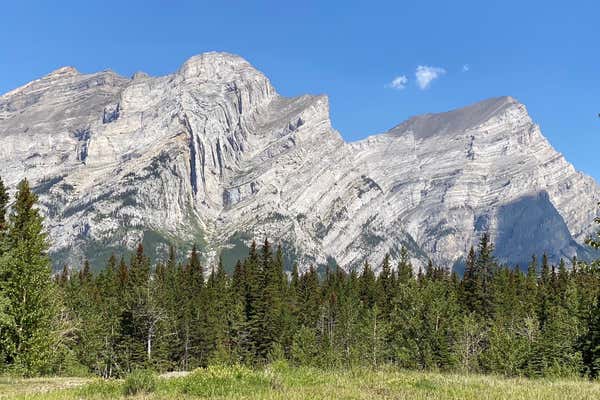View of mountain peaks exposing beautiful geology in US national park, USA